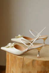 New Fashion Spring Outfit Pearl Flower Pointed-Toe Pumps